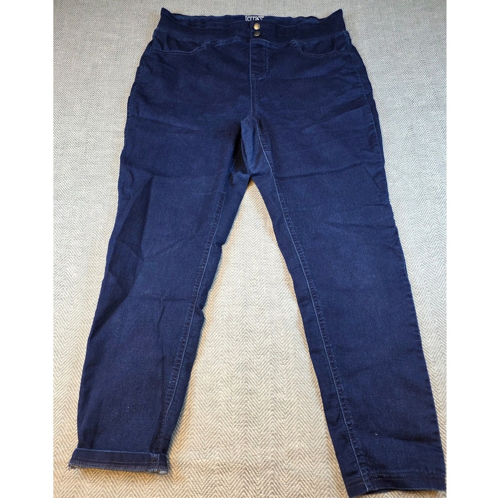 Terra & Sky Dark Wash High Rise Pull On Jeggings Womens Plus Size 0X 14W Indigo